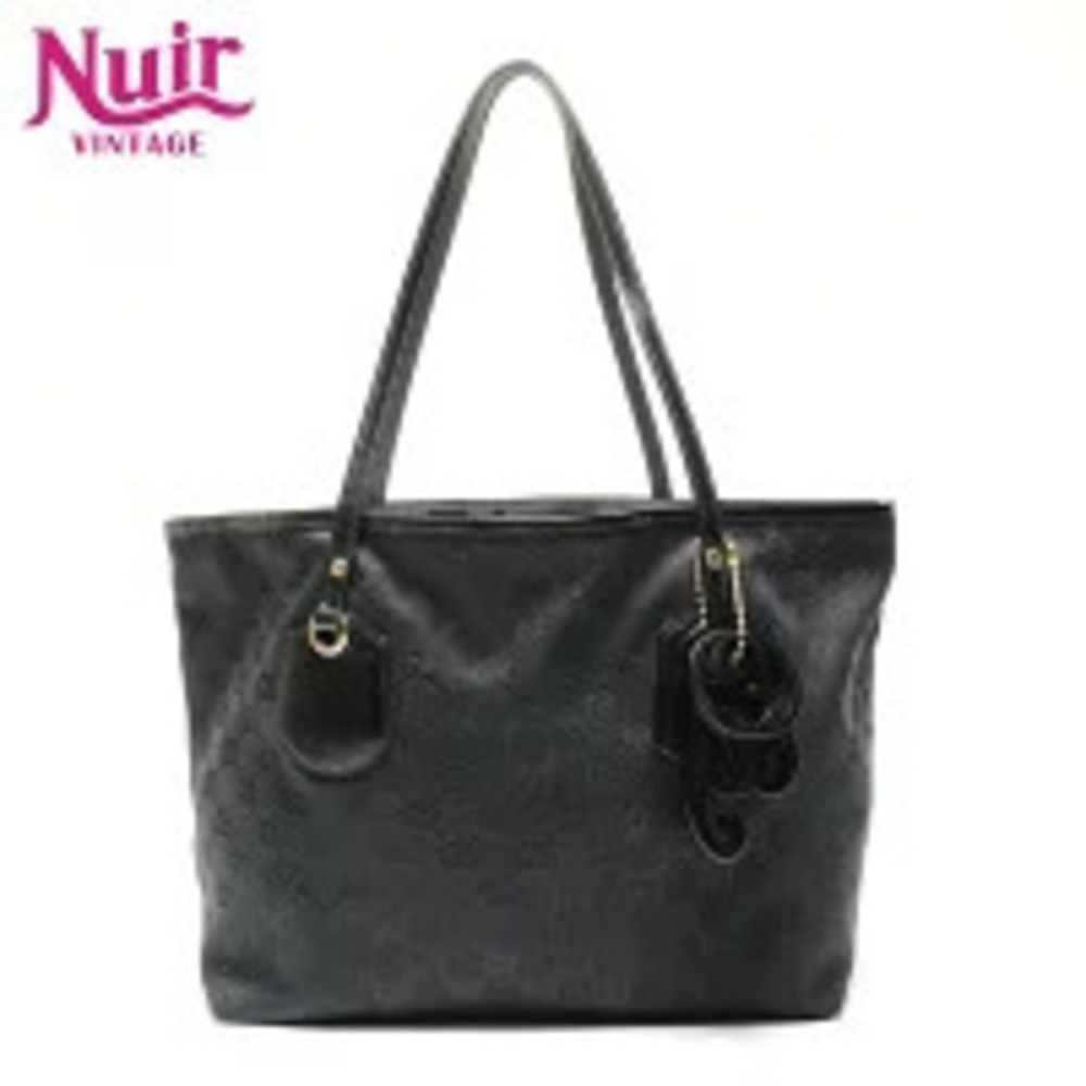 GUCCI GG Canvas Tote Shoulder Bag Black